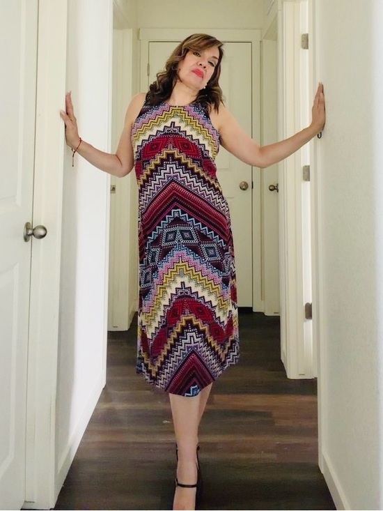 Anne Klein Dresses & Skirts - Anne Klein Multicolor Chevron Midi Dress in Red, Yellow, Blue